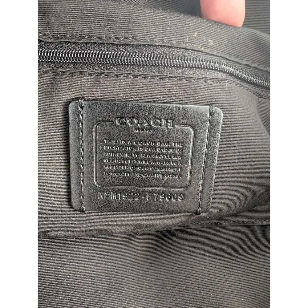 Coach Brown Signature Canvas Tote with Black Handles and Gold Hardware